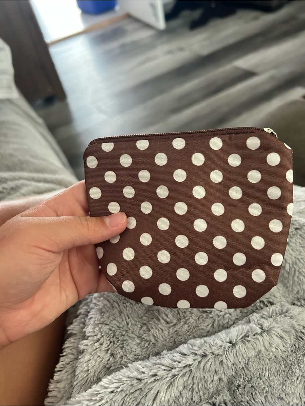 🔥$2 Brown Polka Dot Zip Pouch wallet coin purse